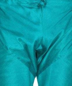 Vastramay Men's Turquoise Cotton Silk Blend Churidar