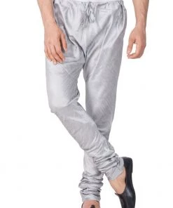 Vastramay Men's Grey Cotton Silk Blend Pyjama