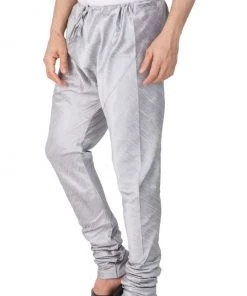 Vastramay Men's Grey Cotton Silk Blend Pyjama