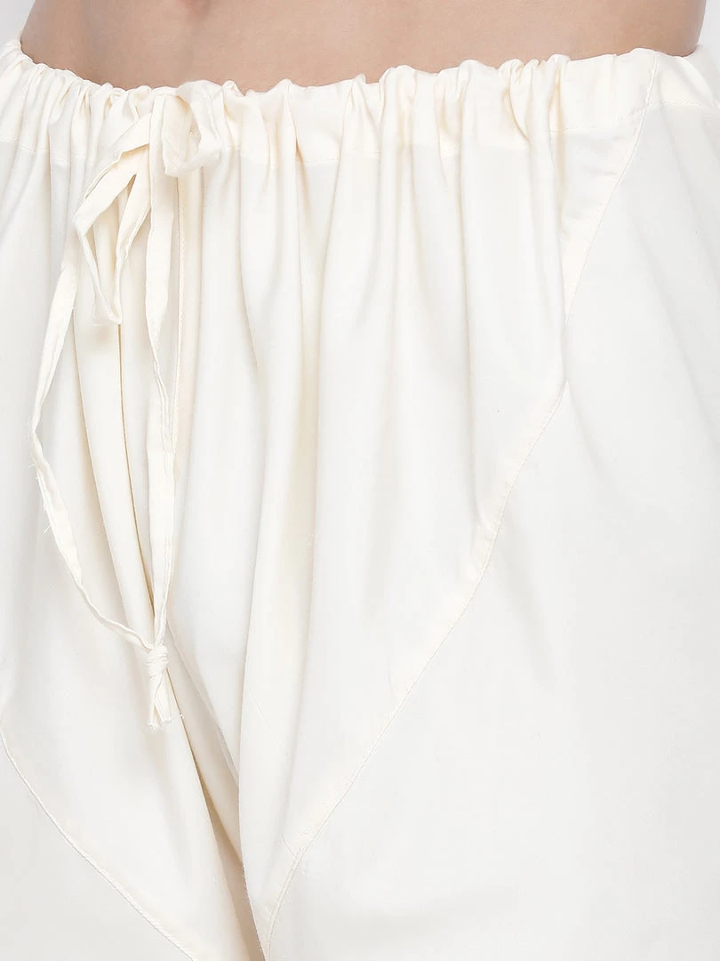 Vastramay Men's White Cotton Silk Blend Churidar 5 Vastramay Men's White Cotton Silk Blend Churidar