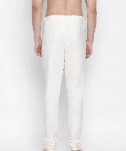 Vastramay Men's White Cotton Silk Blend Churidar 11 Vastramay Men's White Cotton Silk Blend Churidar