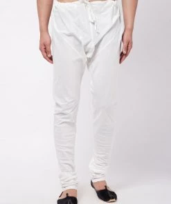 VASTRAMAY Men's White Solid Relaxed-Fit Churidar
