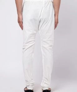 VASTRAMAY Men's White Solid Relaxed-Fit Churidar 10 VASTRAMAY Men's White Solid Relaxed-Fit Churidar