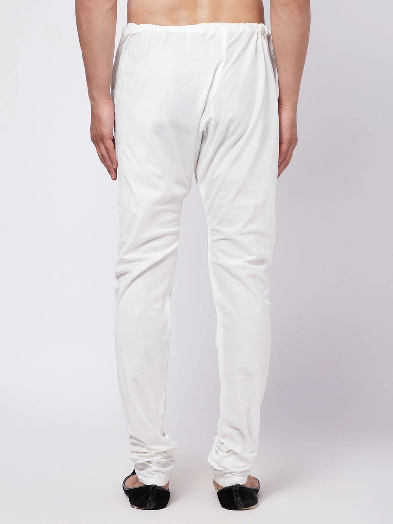VASTRAMAY Men's White Solid Relaxed-Fit Churidar 5 VASTRAMAY Men's White Solid Relaxed-Fit Churidar