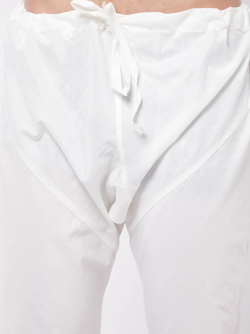 VASTRAMAY Men's White Solid Relaxed-Fit Churidar 6 VASTRAMAY Men's White Solid Relaxed-Fit Churidar