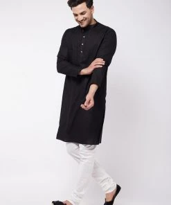 VASTRAMAY Men's White Solid Relaxed-Fit Churidar 12 VASTRAMAY Men's White Solid Relaxed-Fit Churidar