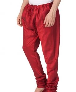 Vastramay Men's Maroon Cotton Silk Blend Pyjama