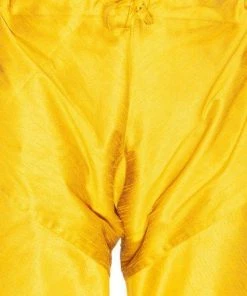 Vastramay Men's Yellow Cotton Silk Blend Pyjama