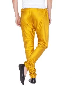Vastramay Men's Yellow Cotton Silk Blend Pyjama