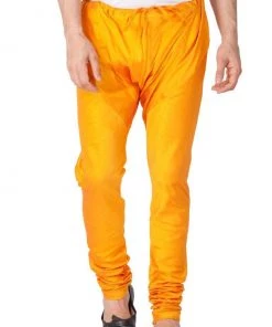 Vastramay Men's Orange Cotton Silk Blend Pyjama