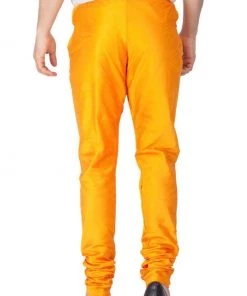 Vastramay Men's Orange Cotton Silk Blend Pyjama