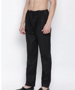 VASTRAMAY Men's Black Cotton Silk Blend Pyjama