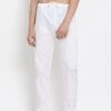 Vastramay Men's White Cotton Silk Blend Pyjama