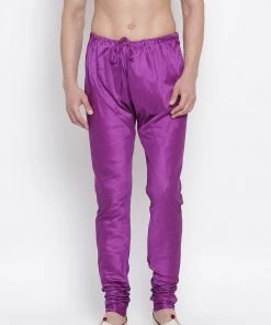 Vastramay Men's Purple Cotton Silk Blend Pyjama