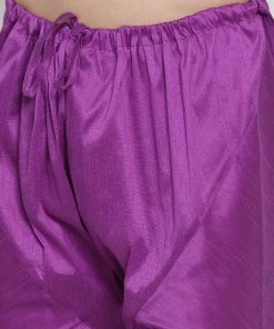 Vastramay Men's Purple Cotton Silk Blend Pyjama