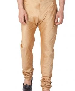 Vastramay Men's Gold Cotton Silk Blend Pyjama