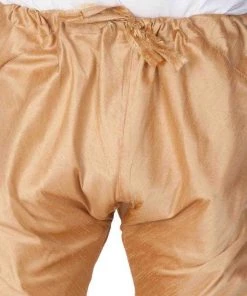 Vastramay Men's Gold Cotton Silk Blend Pyjama