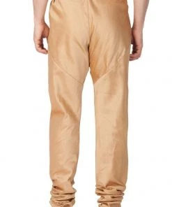 Vastramay Men's Gold Cotton Silk Blend Pyjama