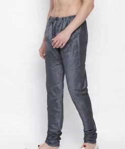 VASTRAMAY Men's Grey Solid Churidar