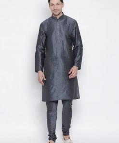VASTRAMAY Men's Grey Solid Churidar