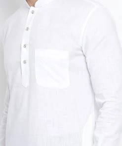 VASTRAMAY Men's White Cotton Blend Pathani Kurta 11 VASTRAMAY Men's White Cotton Blend Pathani Kurta