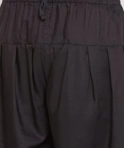 VASTRAMAY Men's White And Black Cotton Linen Blend Pathani Kurta Set Kurta Sets