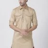 Vastramay Men's Beige Cotton Blend Kurta