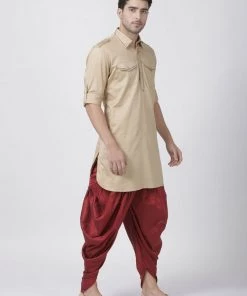 Vastramay Buy 1 Get 1 Men's Beige Cotton Blend Pathani Suit Set