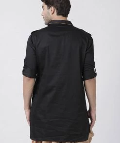 Vastramay Buy 1 Get 1 Men's Black Cotton Blend Kurta 11 Vastramay Buy 1 Get 1 Men's Black Cotton Blend Kurta