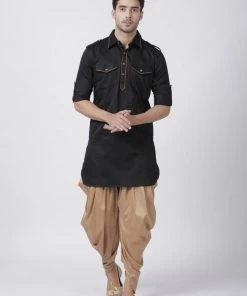 Vastramay Buy 1 Get 1 Men's Black Cotton Blend Kurta 12 Vastramay Buy 1 Get 1 Men's Black Cotton Blend Kurta