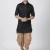 Vastramay Buy 1 Get 1 Men's Black Cotton Blend Pathani Suit Set