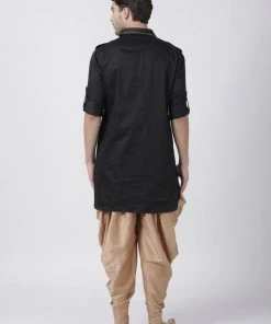 Vastramay Buy 1 Get 1 Men's Black Cotton Blend Pathani Suit Set