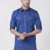 Vastramay Men's Blue Cotton Blend Kurta