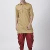 Vastramay Men's Beige Cotton Blend Pathani Suit Set 1 Vastramay Men's Beige Cotton Blend Pathani Suit Set