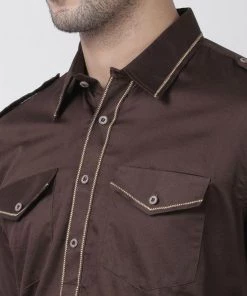 Vastramay Men's Brown Cotton Blend Kurta