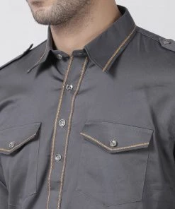 Vastramay Buy 1 Get 1 Men's Grey Cotton Blend Pathani Suit Set