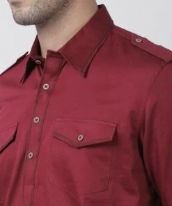 Vastramay Men's Maroon Cotton Blend Kurta 10 Vastramay Men's Maroon Cotton Blend Kurta