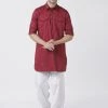 Vastramay Buy 1 Get 1 Men's Maroon Cotton Blend Pathani Suit Set