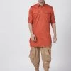 Vastramay Buy 1 Get 1 Men's Orange Cotton Blend Pathani Suit Set 2 Vastramay Buy 1 Get 1 Men's Orange Cotton Blend Pathani Suit Set