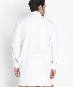 Vastramay Men's White Cotton Blend Kurta