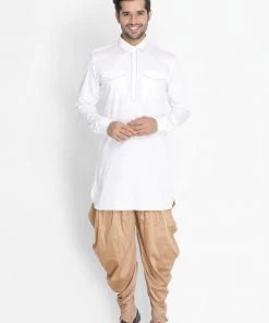 Vastramay Men's White Cotton Blend Kurta