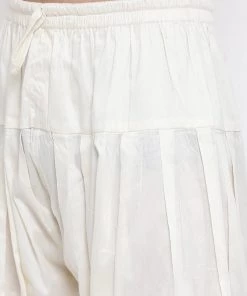 Vastramay Men's Cream Cotton Blend Pathani Suit Set