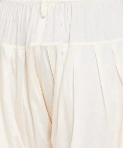 VASTRAMAY Men's Cream And White Cotton Blend Pathani Kurta Set With Prayer Cap