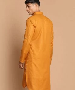 VASTRAMAY Men's Rust Coloured Pathani Cotton Blend Kurta 10 VASTRAMAY Men's Rust Coloured Pathani Cotton Blend Kurta