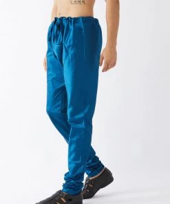 VASTRAMAY Men's Turquoise Silk Blend Pyjama