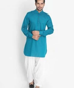 VASTRAMAY Men's White Cotton Blend Patiala Pyjama