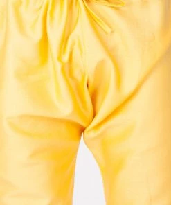 Kurta Pyjama Vastramay Cotton Blend Yellow Baap Beta Pathani Kurta & Pyjama Set