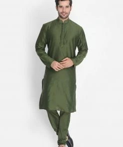 VASTRAMAY Men's Green Cotton Blend Pyjama