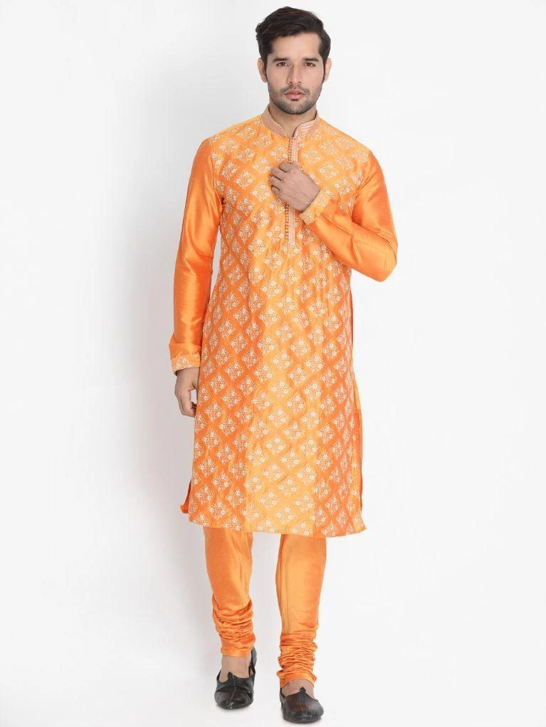Vastramay Men's Orange Cotton Blend Pyjama 7 Vastramay Men's Orange Cotton Blend Pyjama