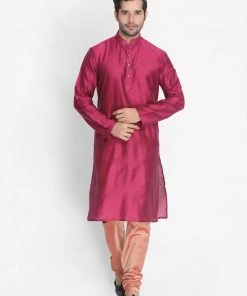VASTRAMAY Men's Pink Cotton Blend Pyjama